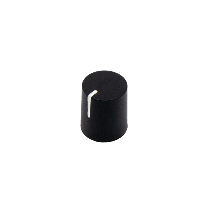Knob plastic 13mm black with indicator