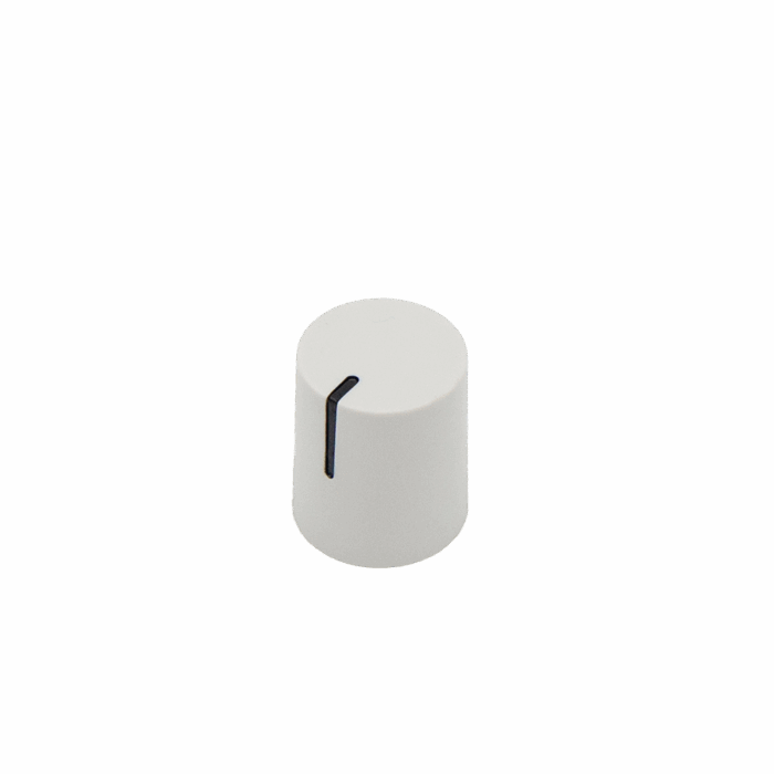 Knob plastic 13mm white with indicator